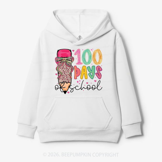 Bow Pencil 100 Days Of  School  Edition Toddler&Kid's Hoodies