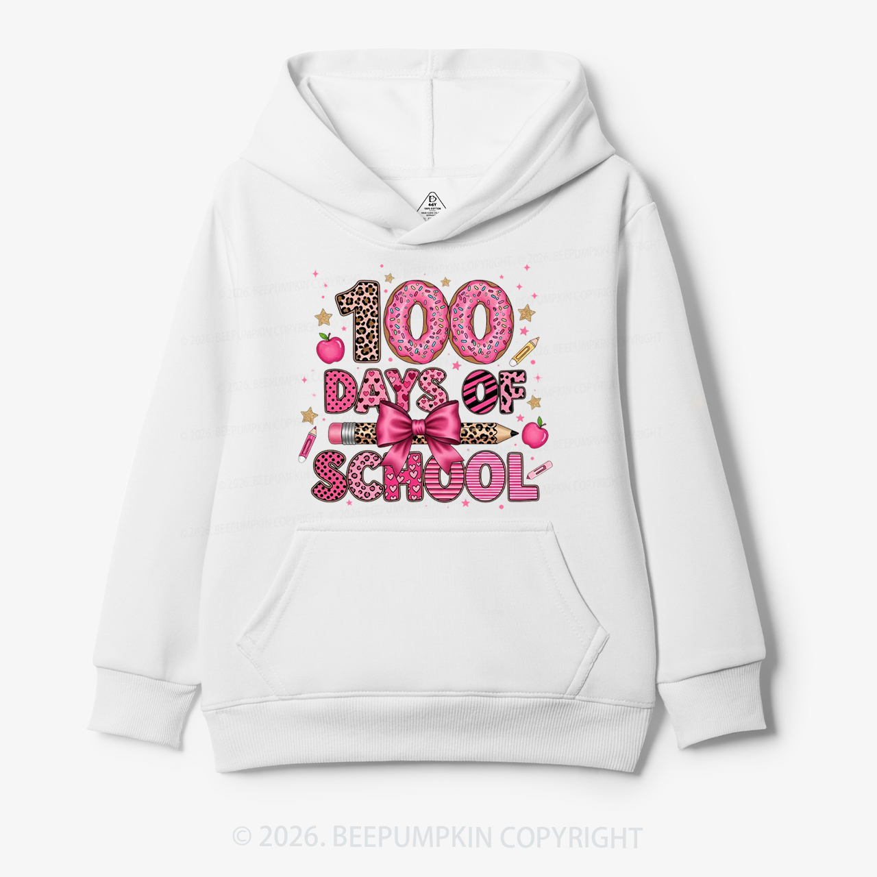 Preppy Pink Bow 100 Days Of School Toddler&Kid's Hoodies