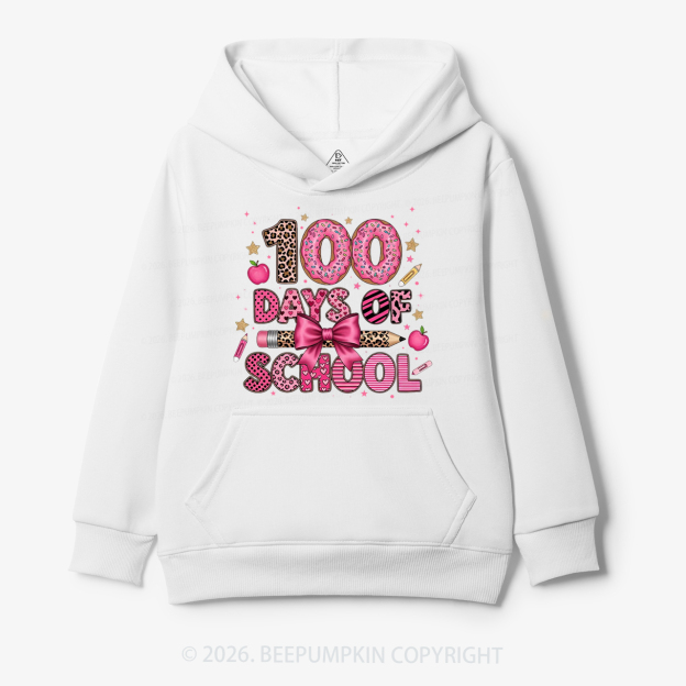 Preppy Pink Bow 100 Days Of School Toddler&Kid's Hoodies