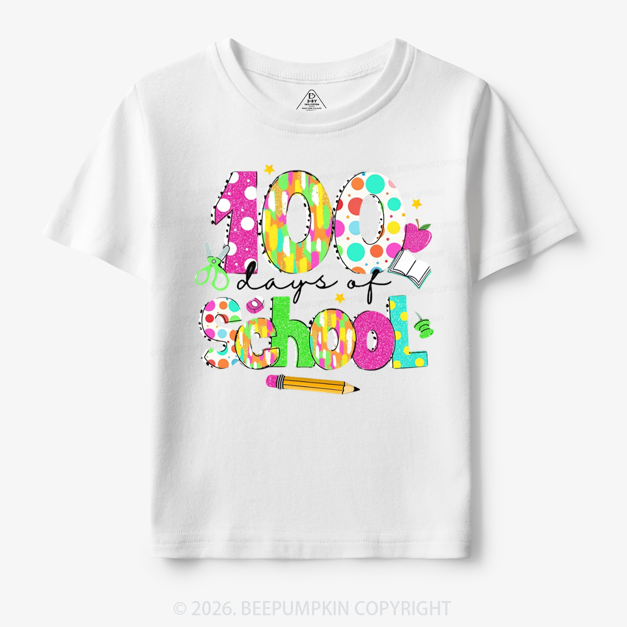 Colorful 100 Days of School Toddler&Kid's Tees