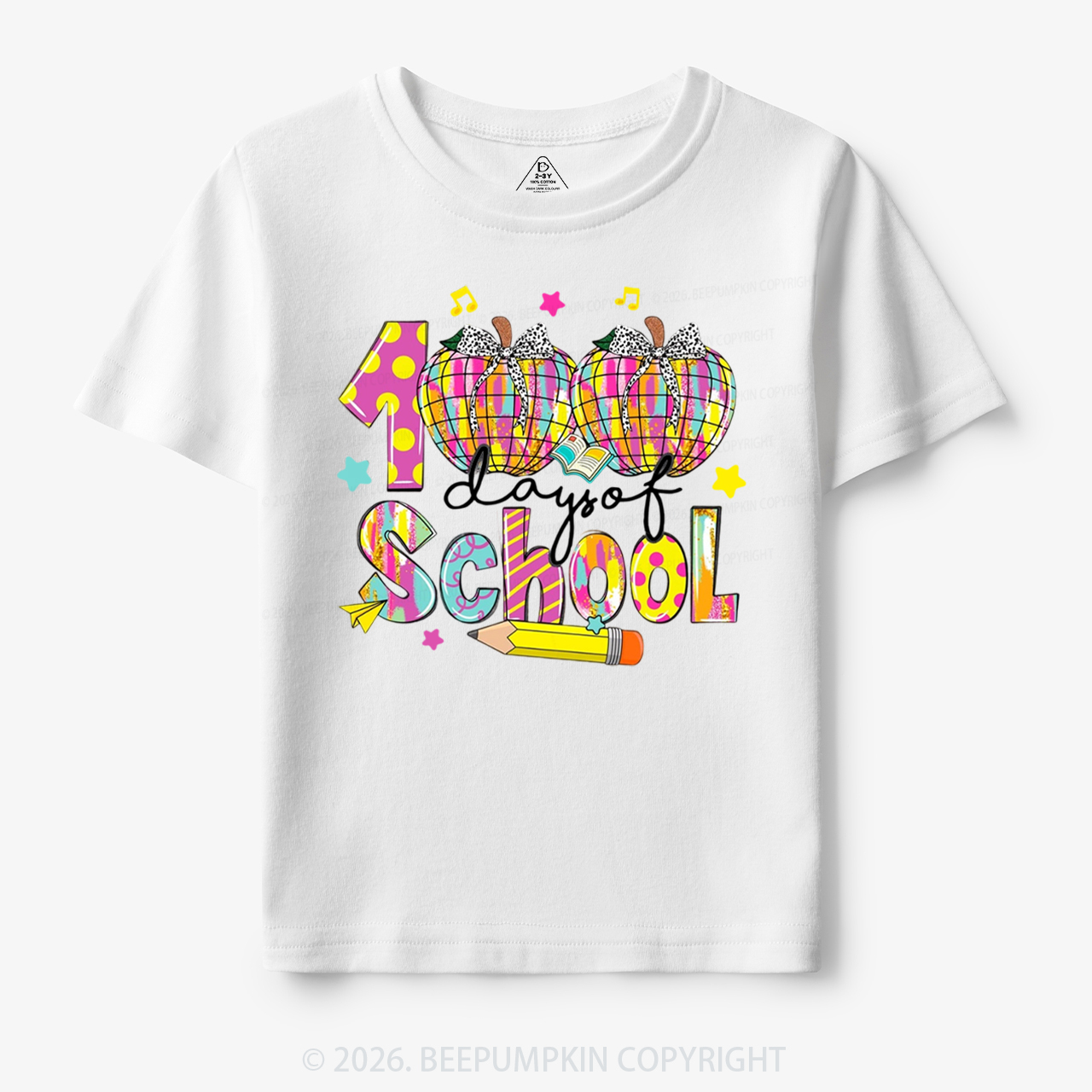 Bow & Plaid 100 Days of School Toddler&Kid's Tees