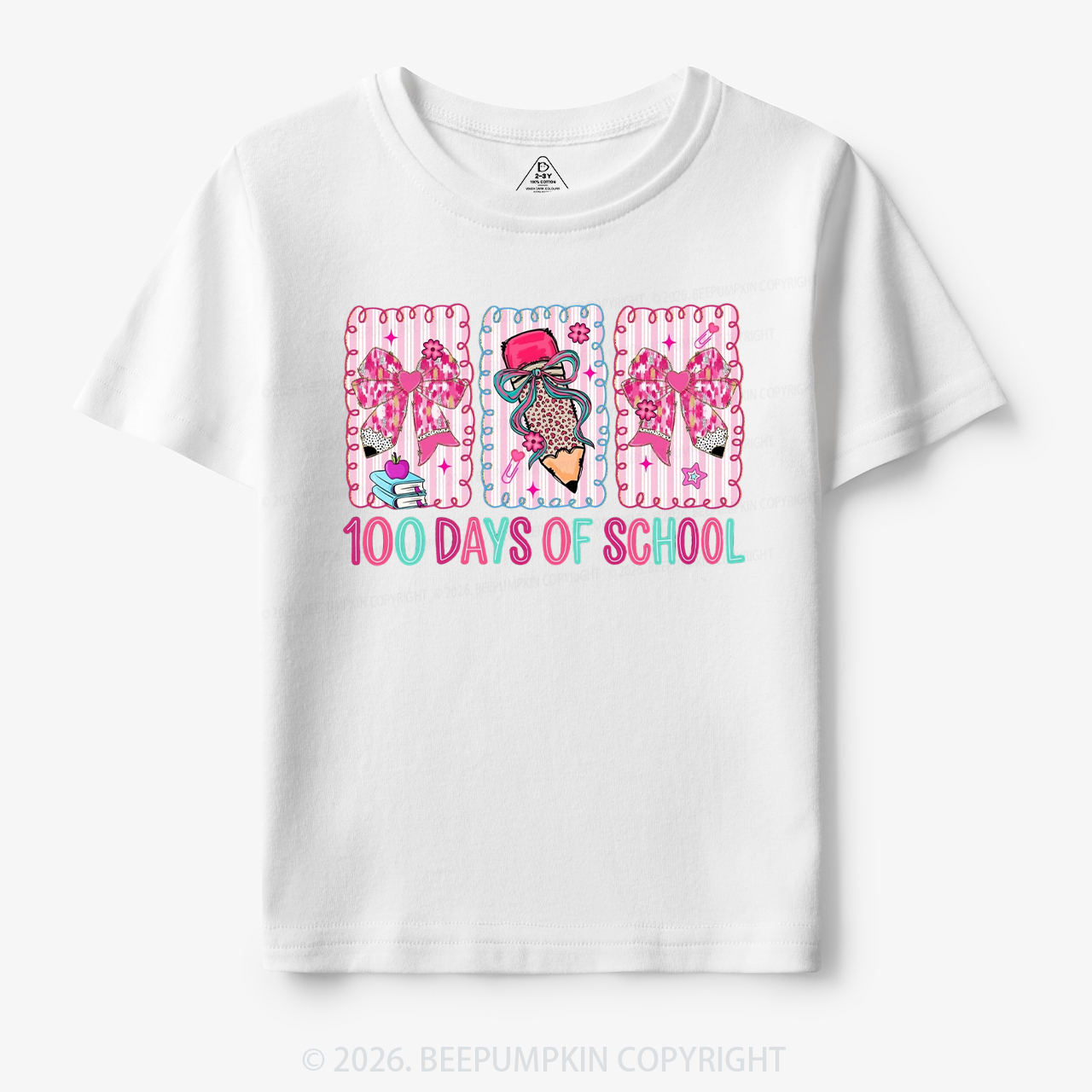 100 Days of School Coquette Bow Pencil Toddler&Kid's Tees