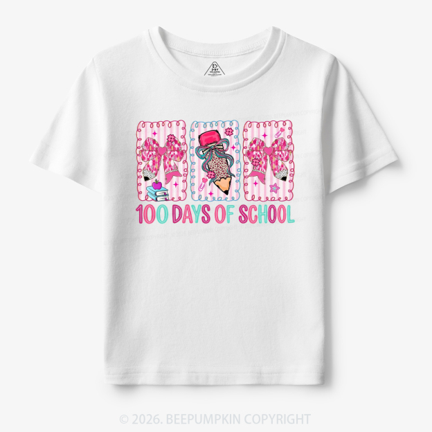 100 Days of School Coquette Bow Pencil Toddler&Kid's Tees