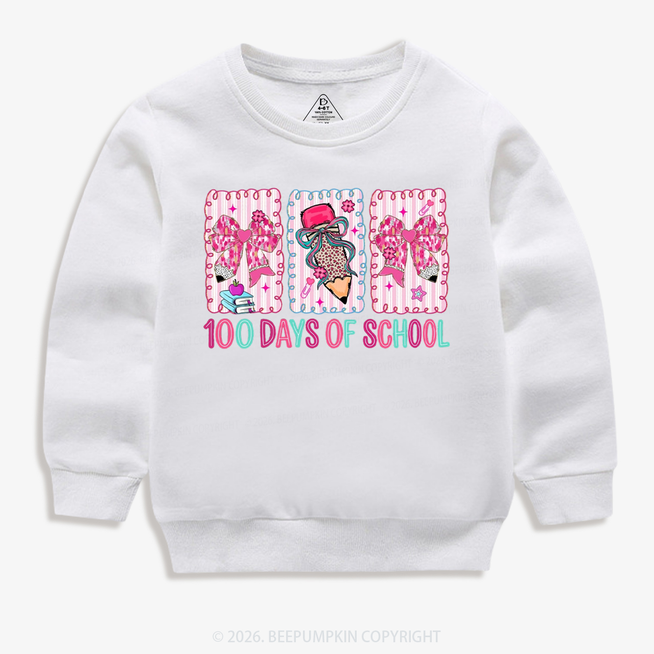 100 Days of School Coquette Bow Pencil Toddler&Kid's Sweatshirt