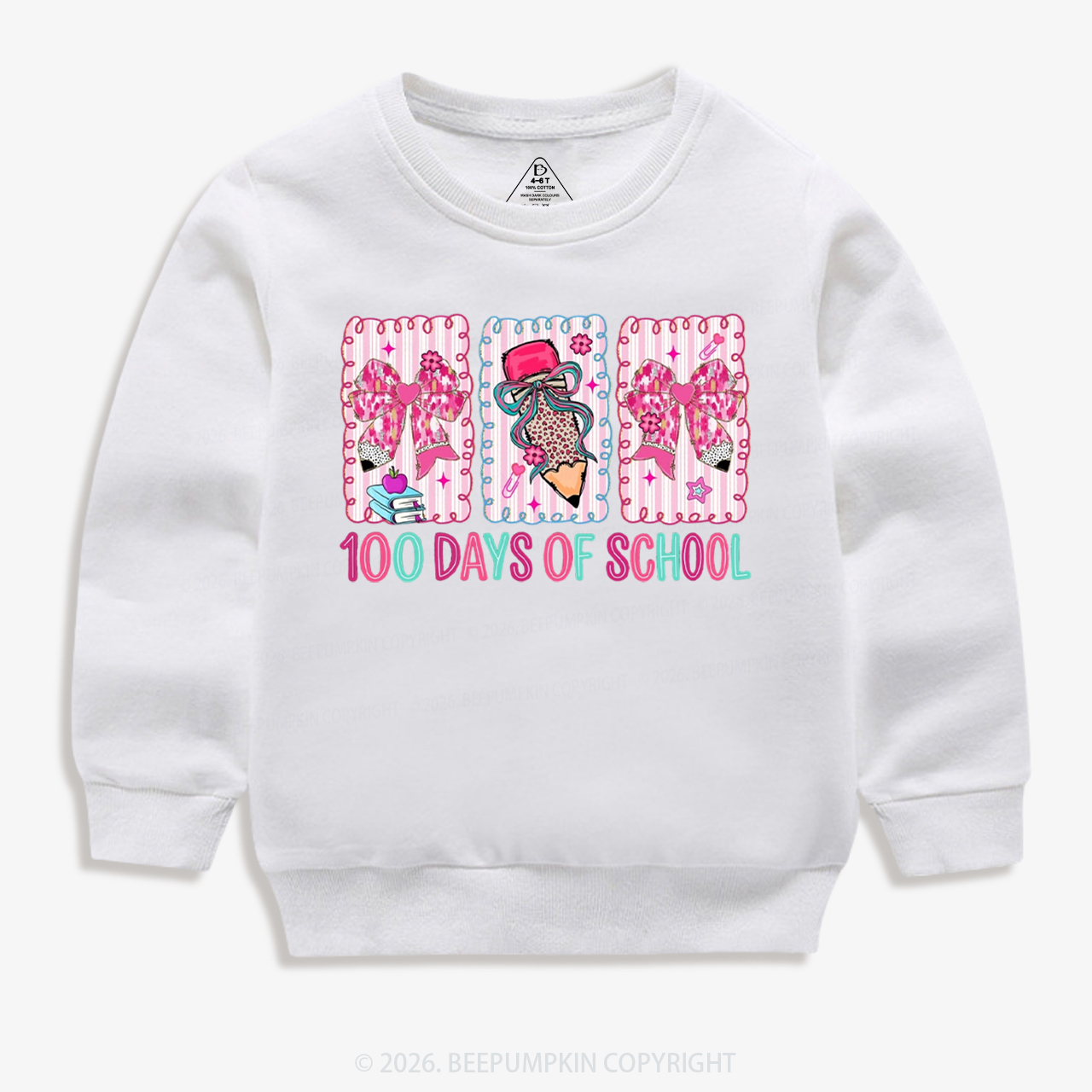 100 Days of School Coquette Bow Pencil Toddler&Kid's Sweatshirt