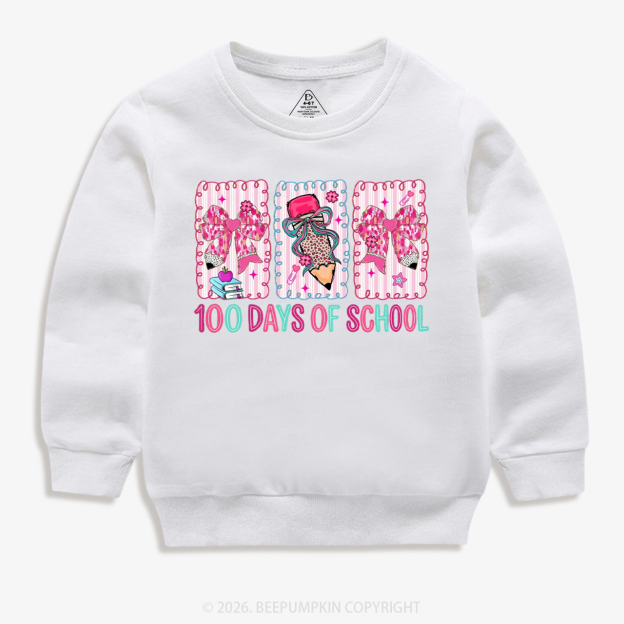 100 Days of School Coquette Bow Pencil Toddler&Kid's Sweatshirt