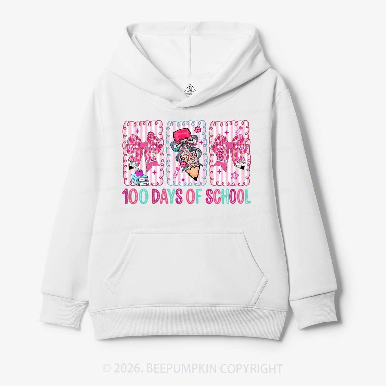 100 Days of School Coquette Bow Pencil Toddler&Kid's Hoodies