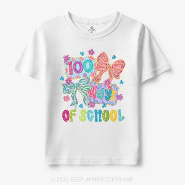 Sparkly Bow 100 Days of School Toddler&Kid's Tees