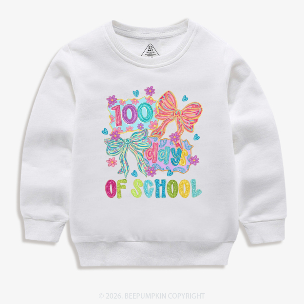 Sparkly Bow 100 Days of School Toddler&Kid's Sweatshirt