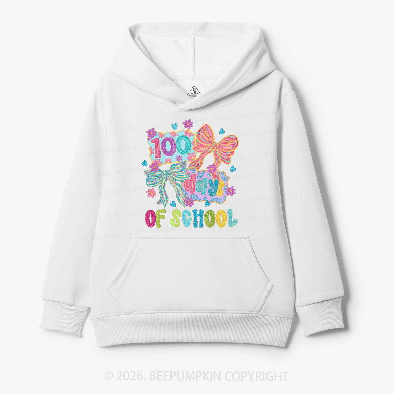 Sparkly Bow 100 Days of School Toddler&Kid's Hoodies