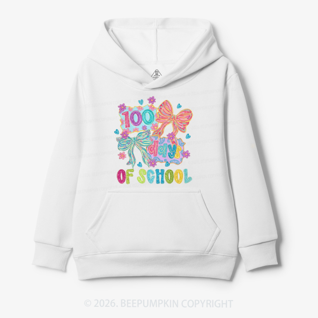 Sparkly Bow 100 Days of School Toddler&Kid's Hoodies