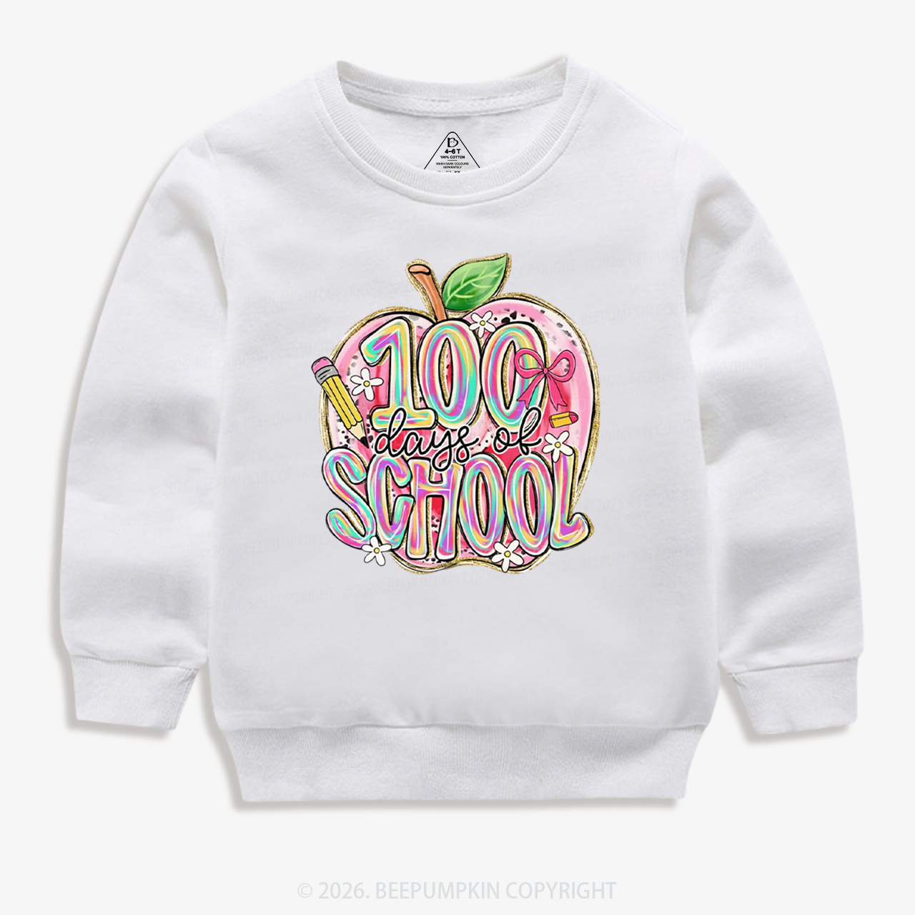 Pink Apple 100 Days of School Toddler&Kid's Sweatshirt
