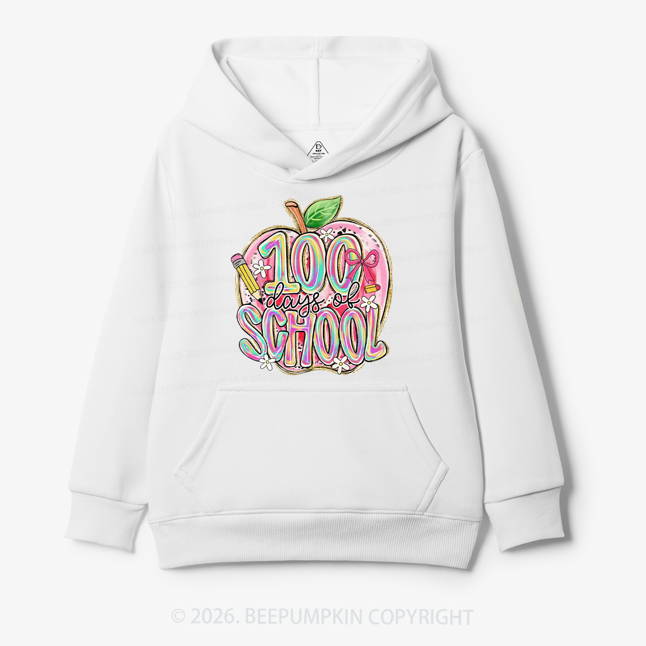 Pink Apple 100 Days of School Toddler&Kid's Hoodies