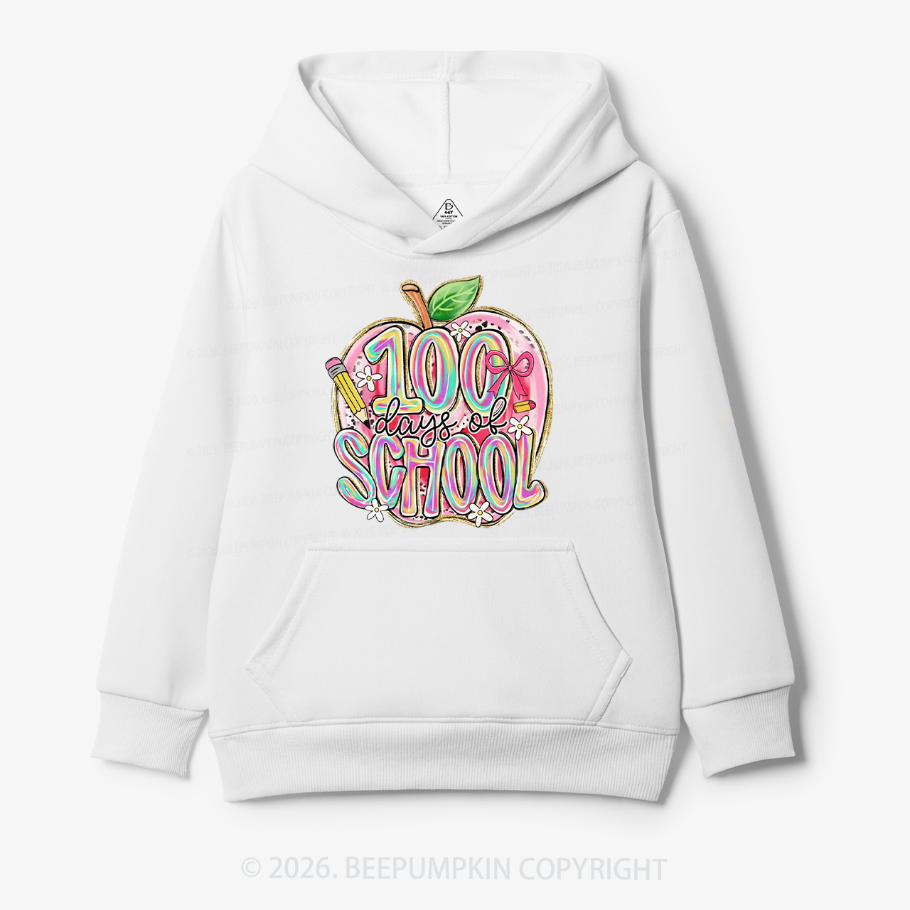 Pink Apple 100 Days of School Toddler&Kid's Hoodies