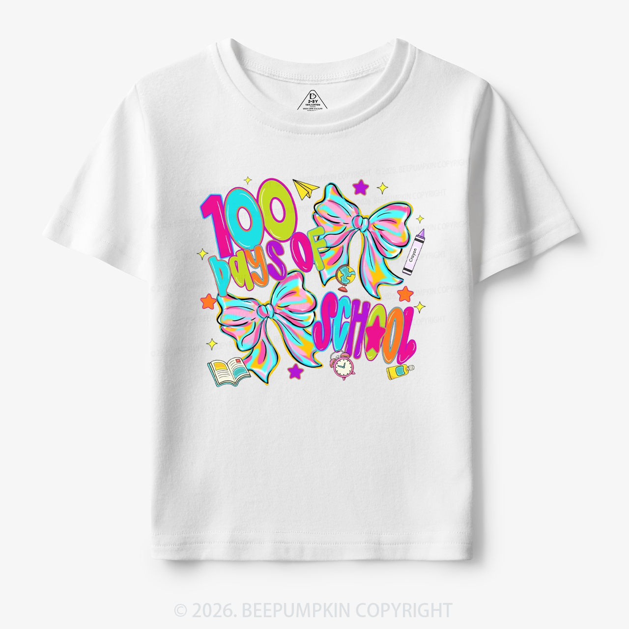 Bow Celebration 100 Days of School Toddler&Kid's Tees