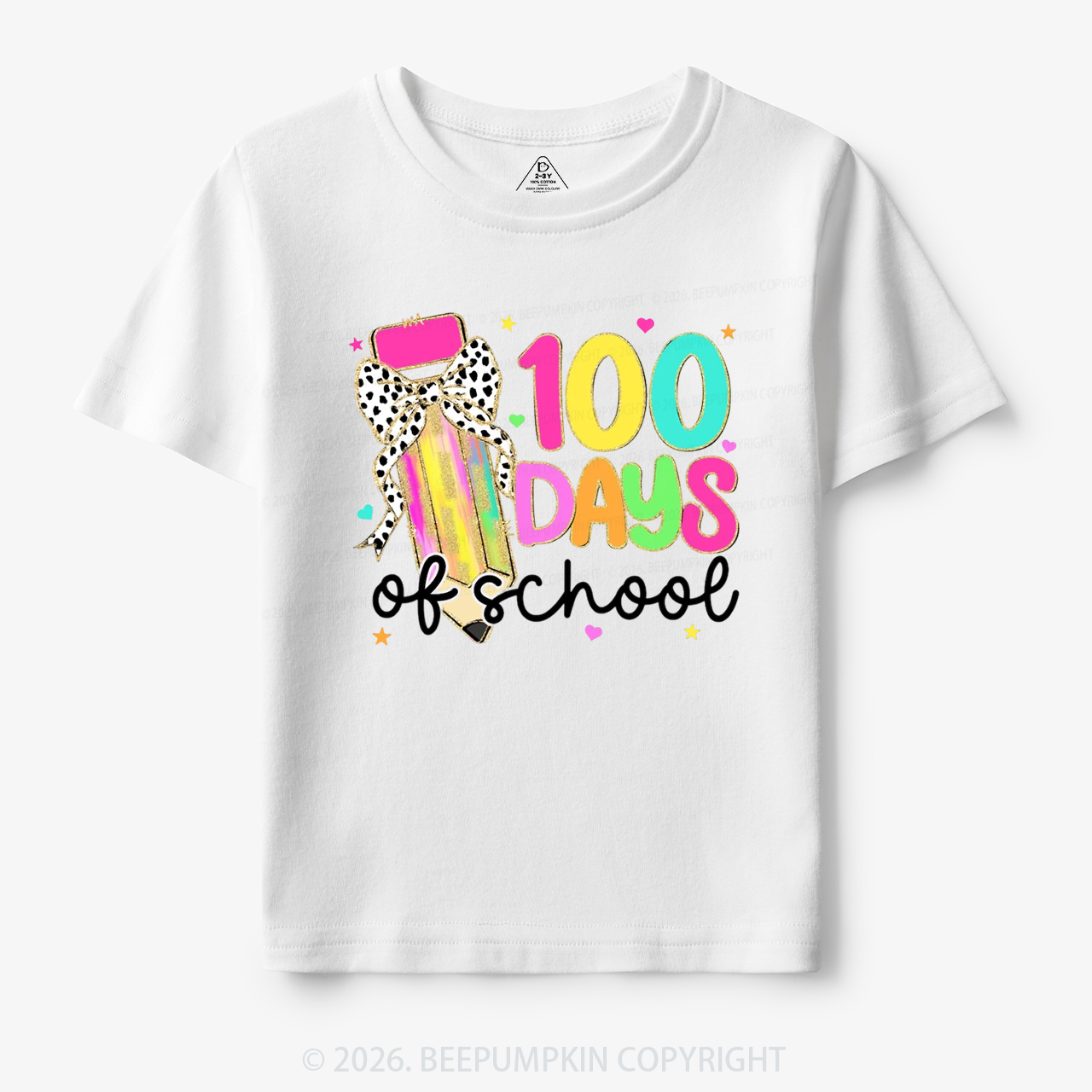 Pink Pencil Celebration 100 Days of School Toddler&Kid's Tees