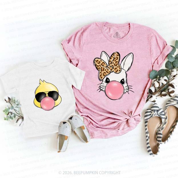 Personalized Chick & Bunny Easter Family Matching T-Shirts