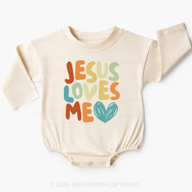 Jesus Loves Me Christian Baby Bubble Romper