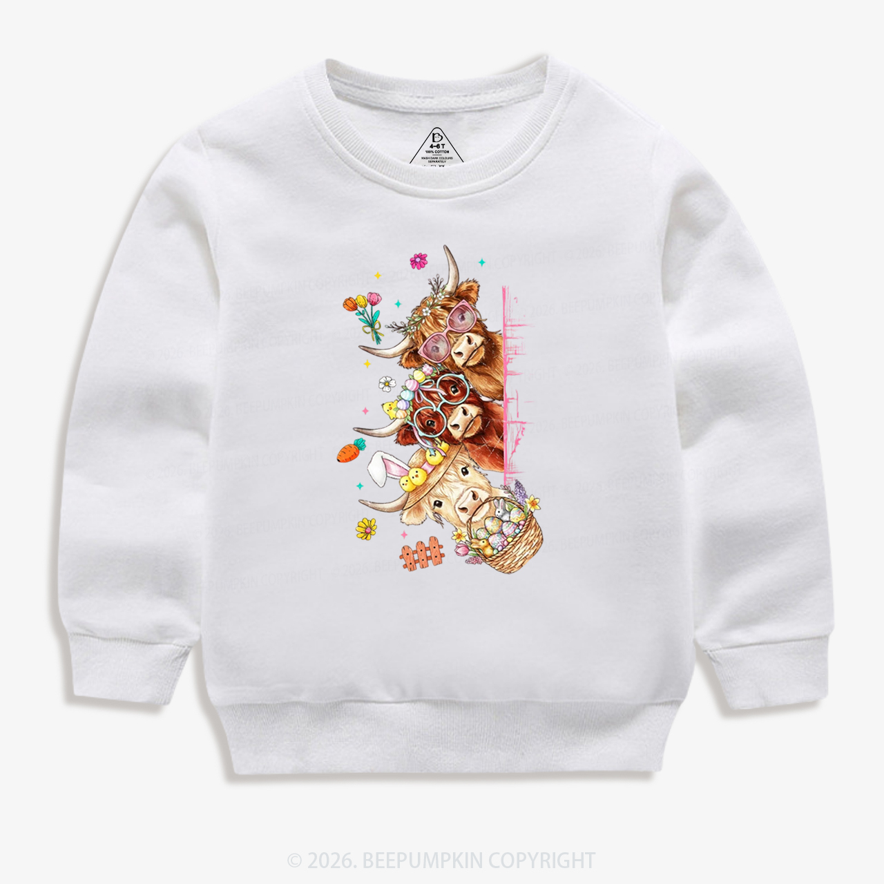 Easter Day Highland Cow&Bunny Kid's Sweatshirt