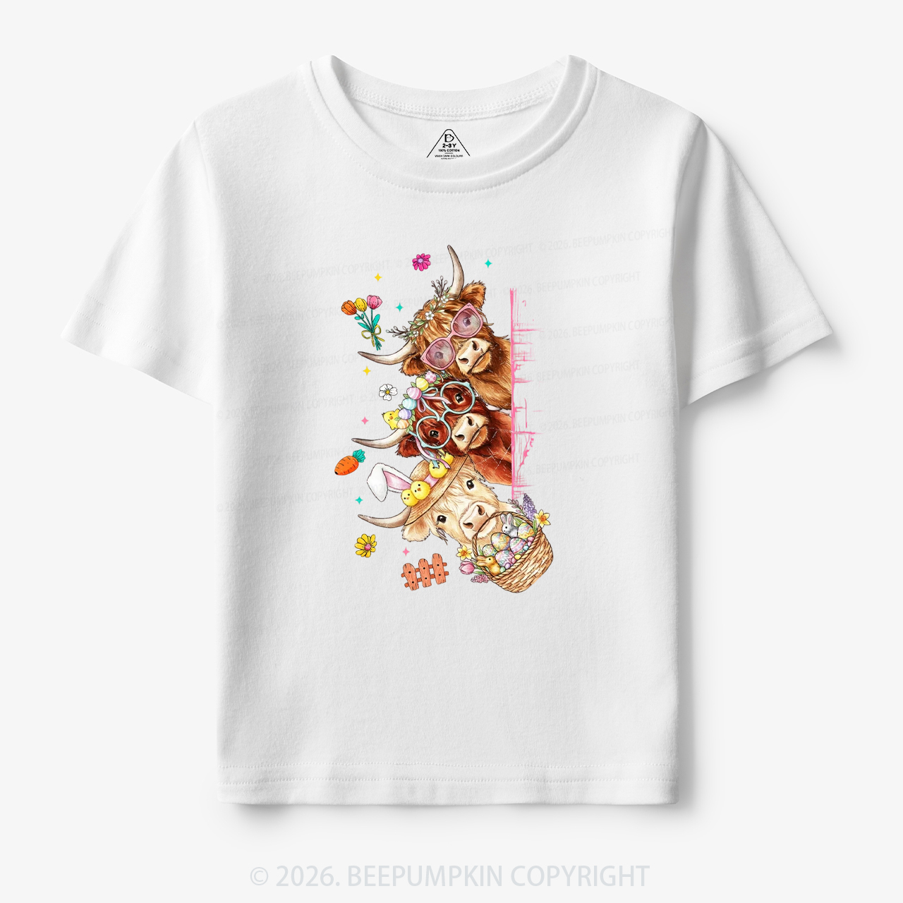 Easter Day Highland Cow&Bunny Toddler&Kid's Tees