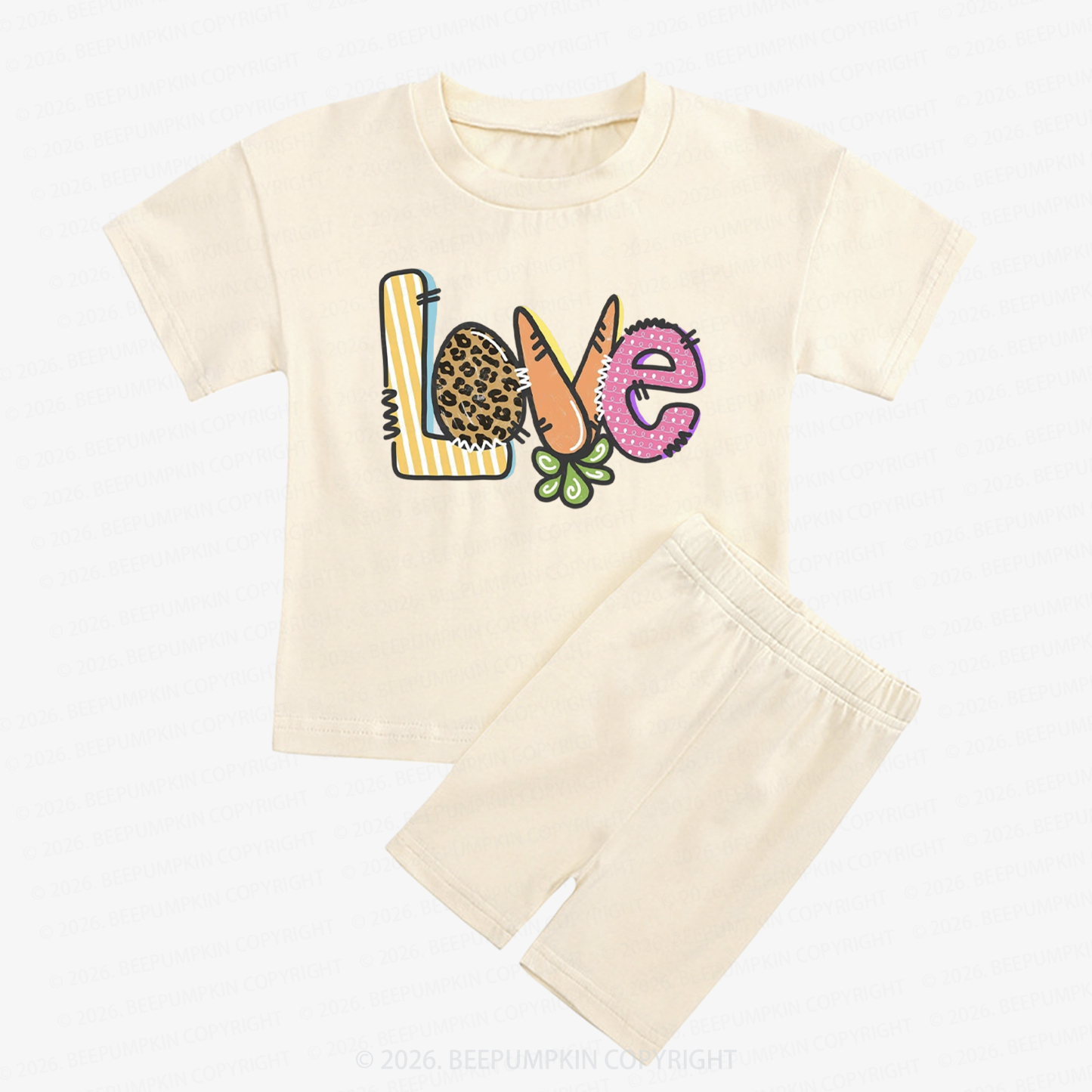 Easter Carrot Love Kids Biker Shorts&Tee
