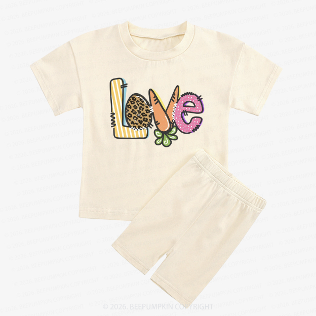 Easter Carrot Love Kids Biker Shorts&Tee