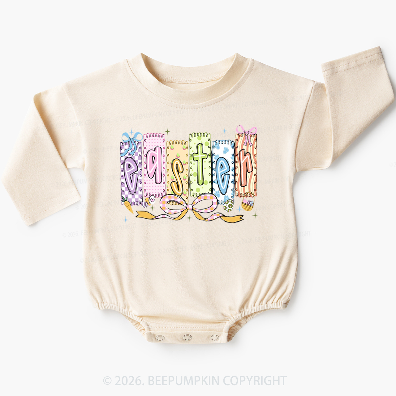 Cute Pastel Preppy Coquette Easter Baby Bubble Romper