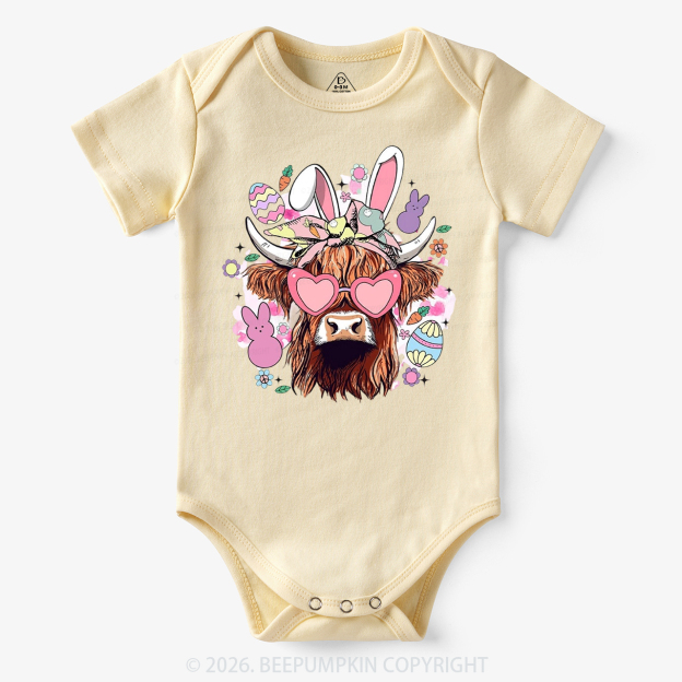 Easter Cute Highland Cow Bodysuit