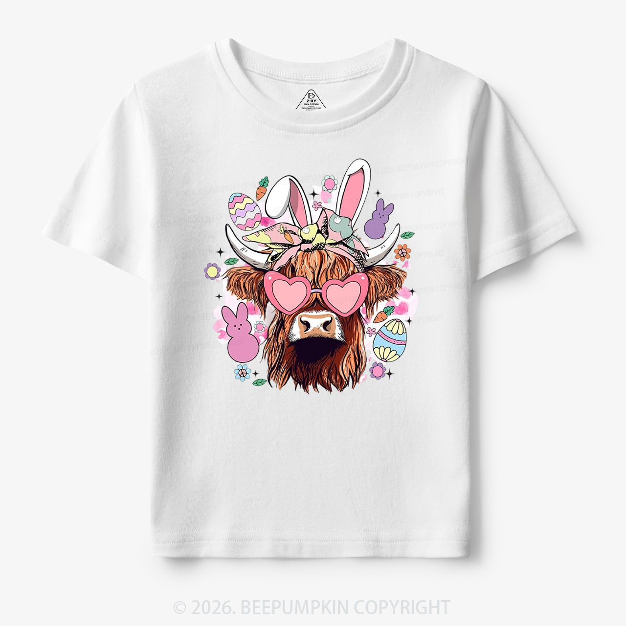 Easter Cute Highland Cow Toddler&Kid's Tees