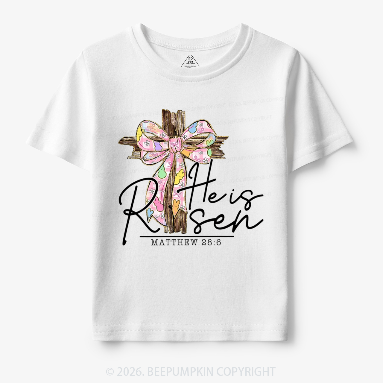 He Is Risen Easter Coquette Bow Toddler&Kid's Tees