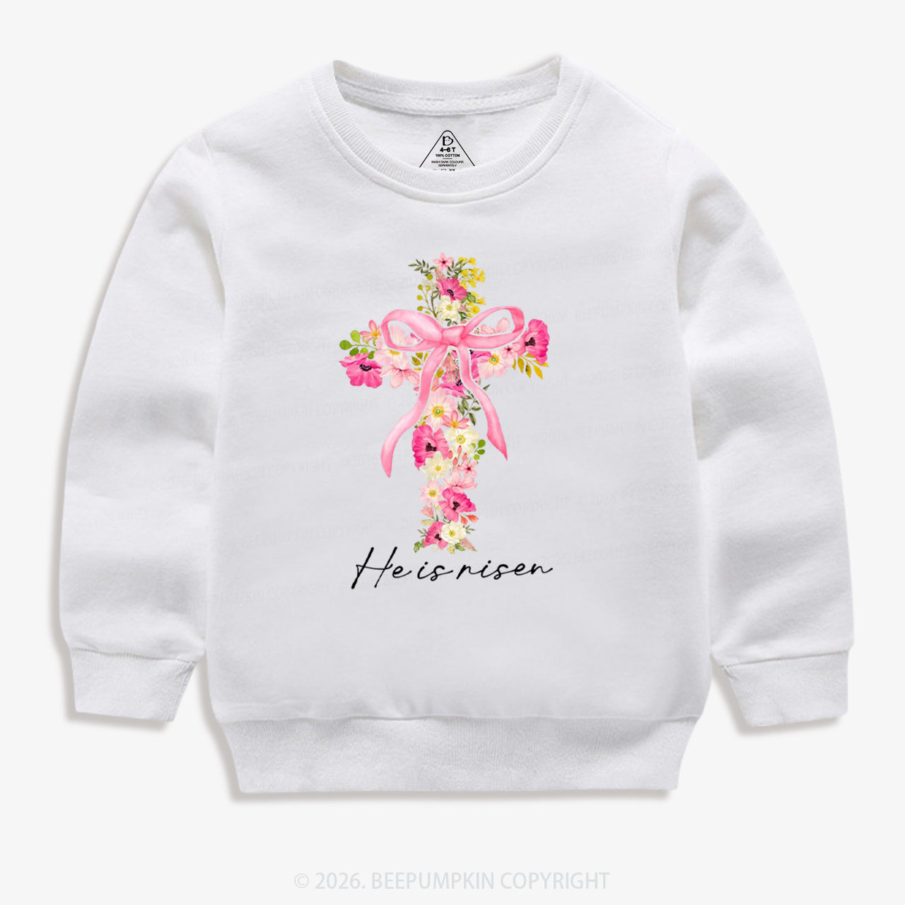 He Is Risen Easter Floral Kid's Sweatshirt