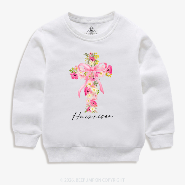 He Is Risen Easter Floral Kid's Sweatshirt