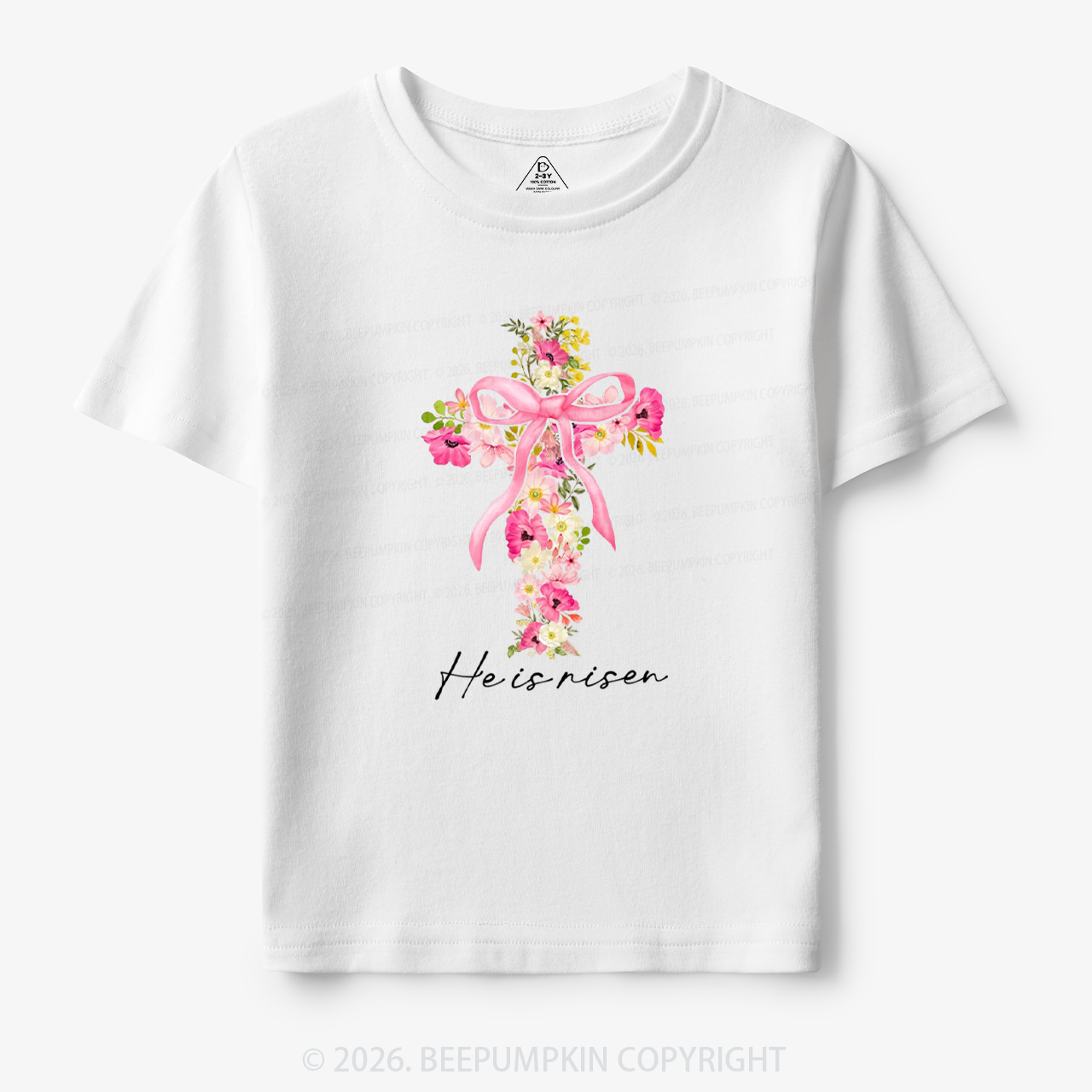 He Is Risen Easter Floral Toddler&Kid's Tees