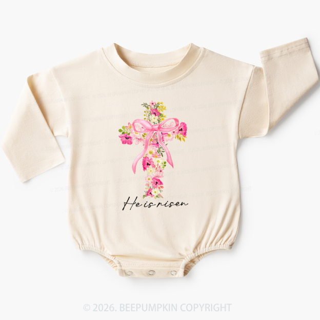 He Is Risen Easter Floral Baby Bubble Romper
