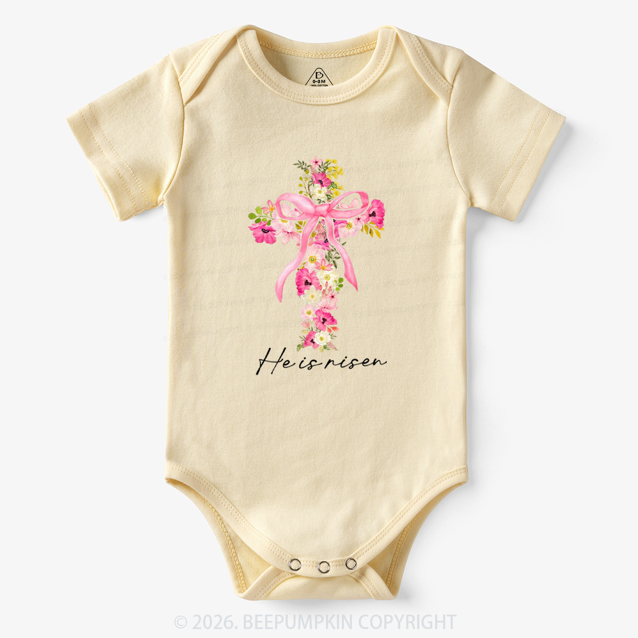 He Is Risen Easter Floral Bodysuit