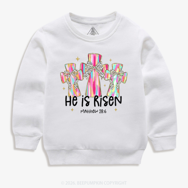 He Is Risen Easter Cross Kid's Sweatshirt