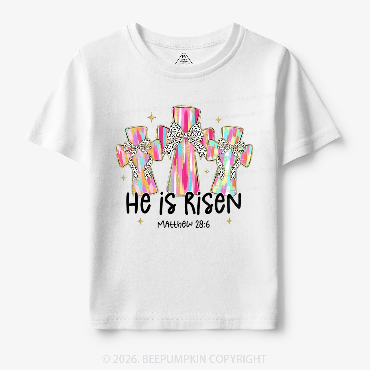 He Is Risen Easter Cross Toddler&Kid's Tees