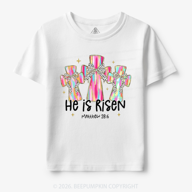 He Is Risen Easter Cross Toddler&Kid's Tees