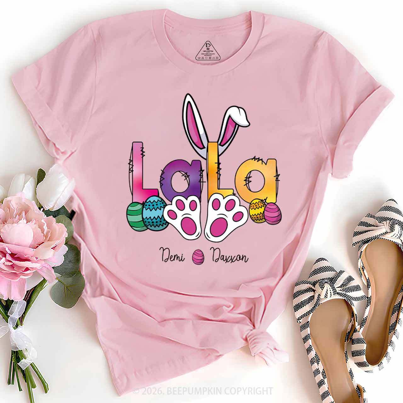 Personalized Spring Easter Bunnies Mimi T-Shirts