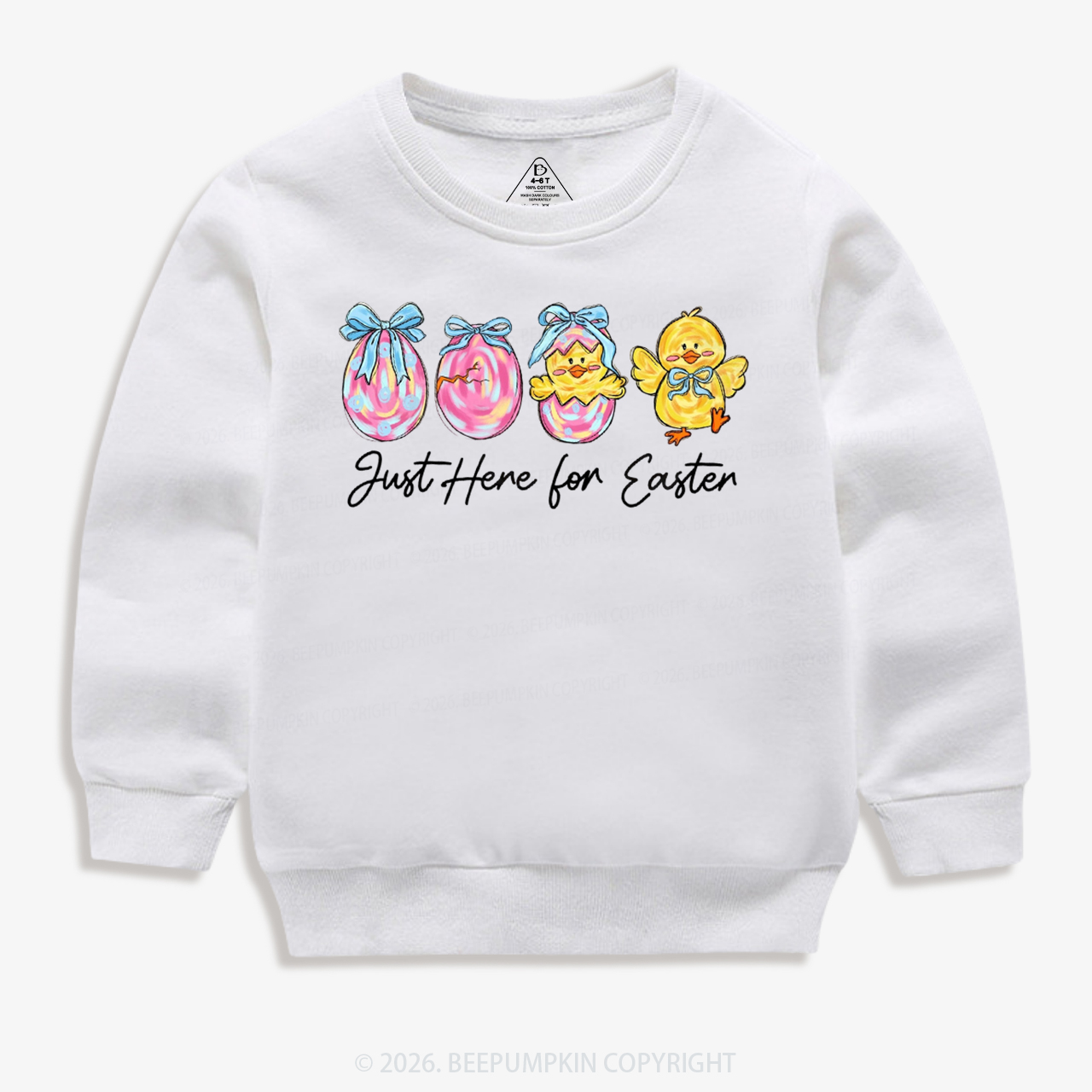 Just Here For Easter Pastel Eggs Coquette Kid's Sweatshirt