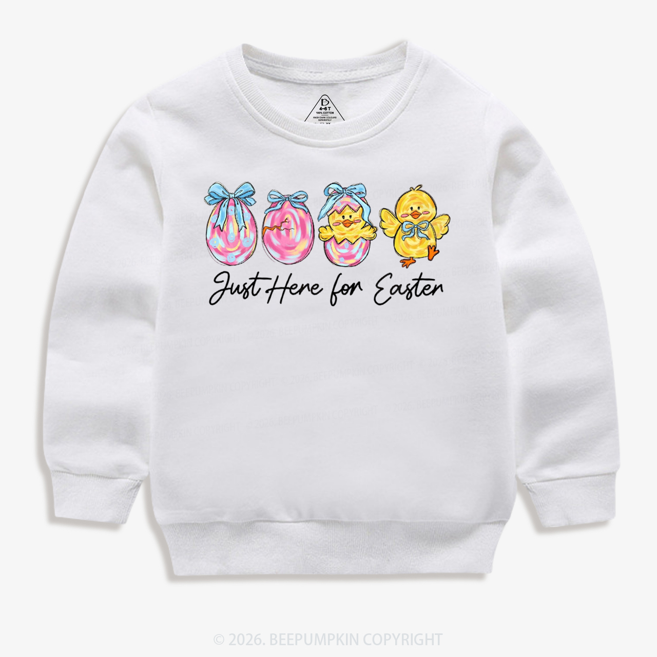 Just Here For Easter Pastel Eggs Coquette Kid's Sweatshirt