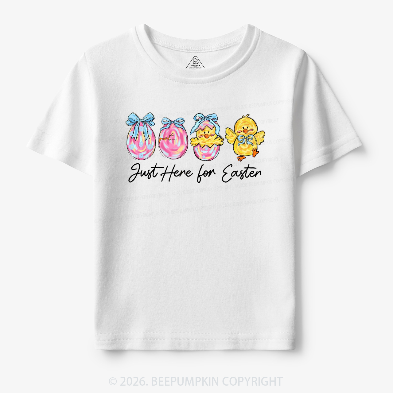 Just Here For Easter Pastel Eggs Coquette Toddler&Kid's Tees