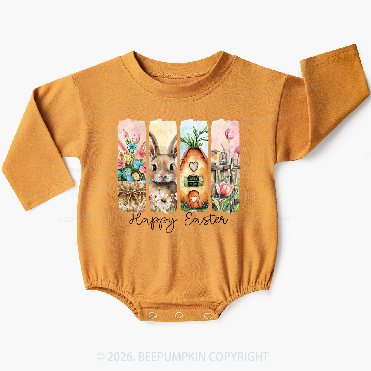 Happy Easter Floral Spring Baby Bubble Romper