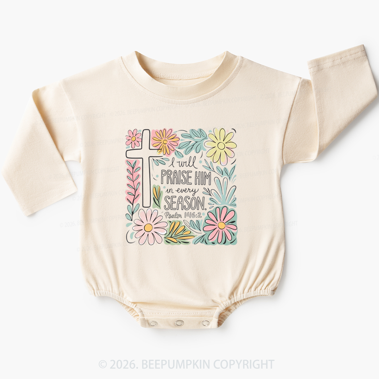 Easter I will Praise Him Baby Bubble Romper