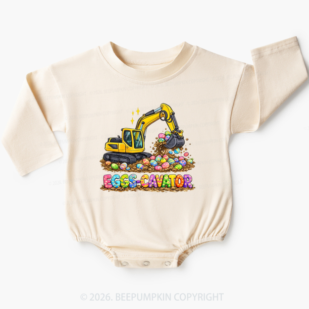 Eggs-Cavator Excavator Easter Baby Bubble Romper