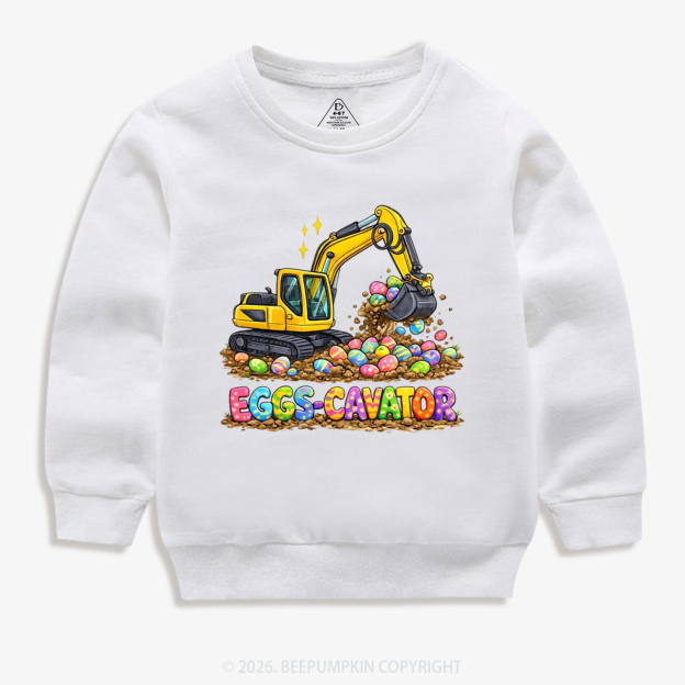 Eggs-Cavator Excavator Easter Kid's Sweatshirt