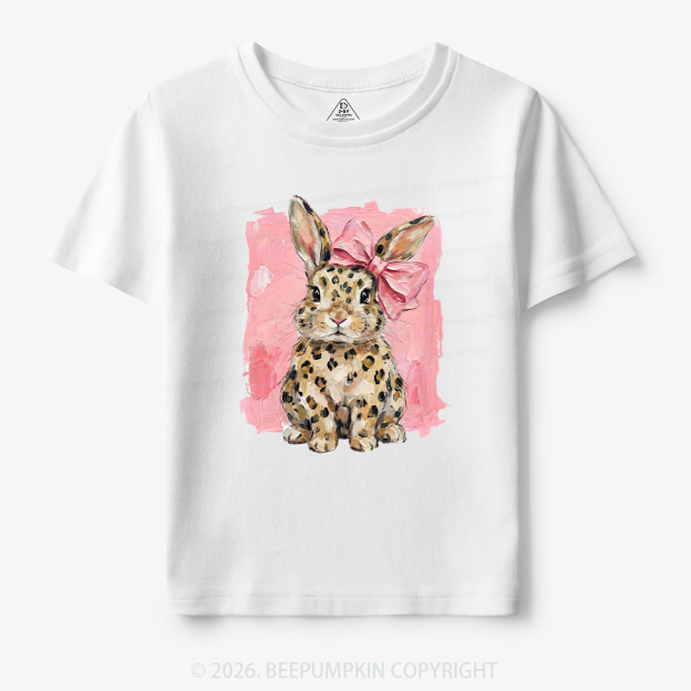 Oil Paint Leopard & Pink Bow Coquette Bunny Toddler&Kid's Tees