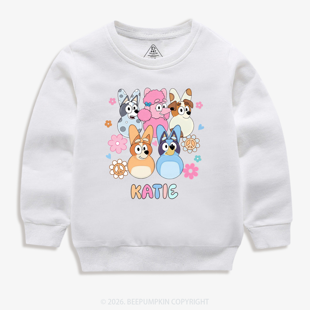 Personalized Cartoon Dog Easter Kid's Sweatshirt