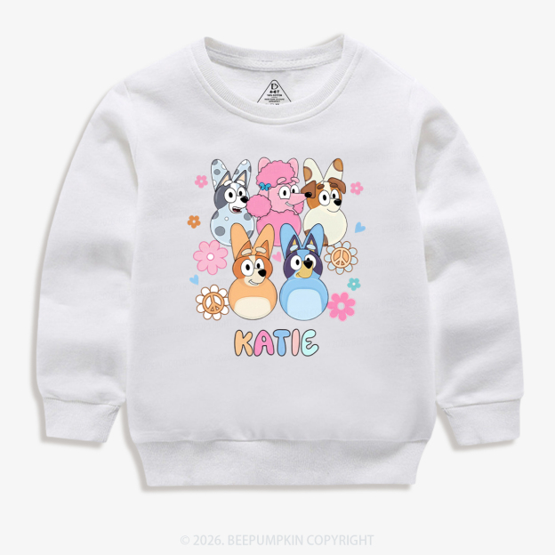 Personalized Cartoon Dog Easter Kid's Sweatshirt