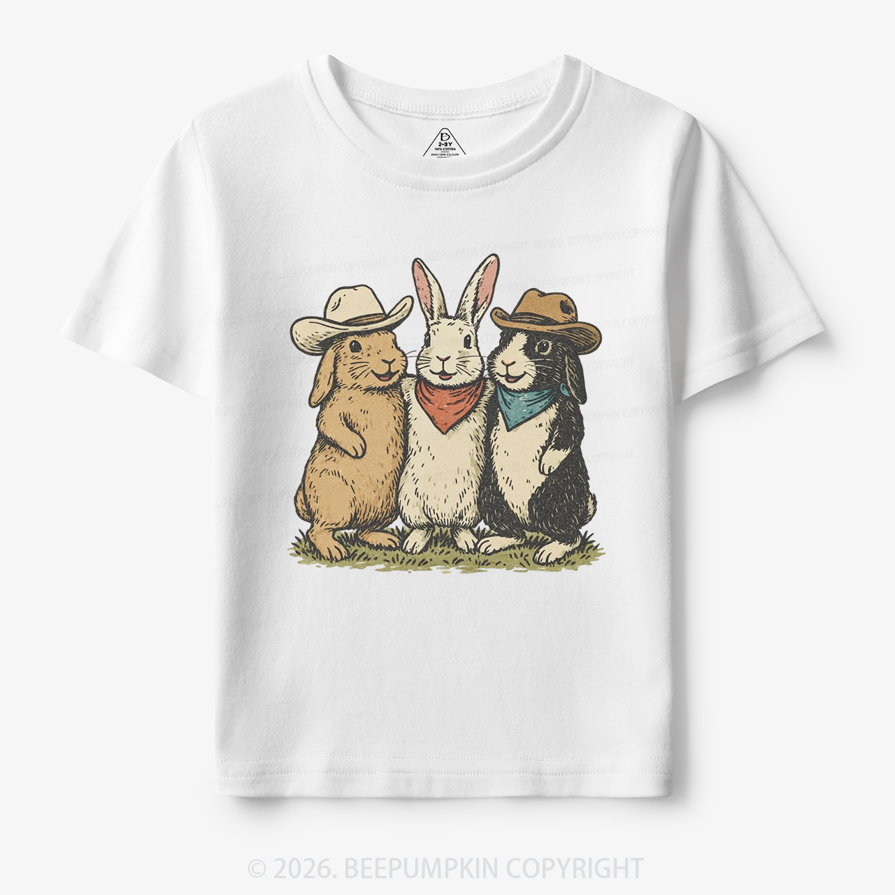 Western Bunnies Easter Toddler&Kid's Tees